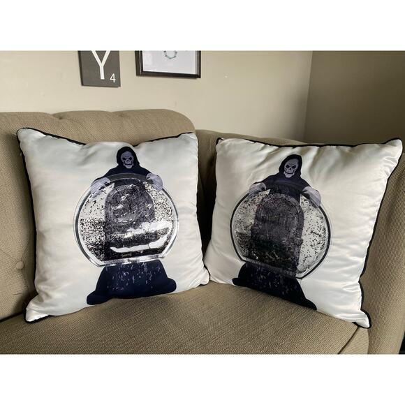 Set of Grim Reaper Double Sided Halloween Throw Pillows - Picture 1 of 16